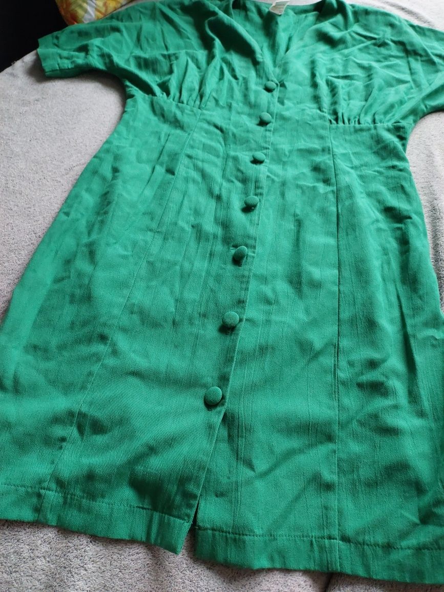 Sukienka vintage zielona 40 L wiskoza