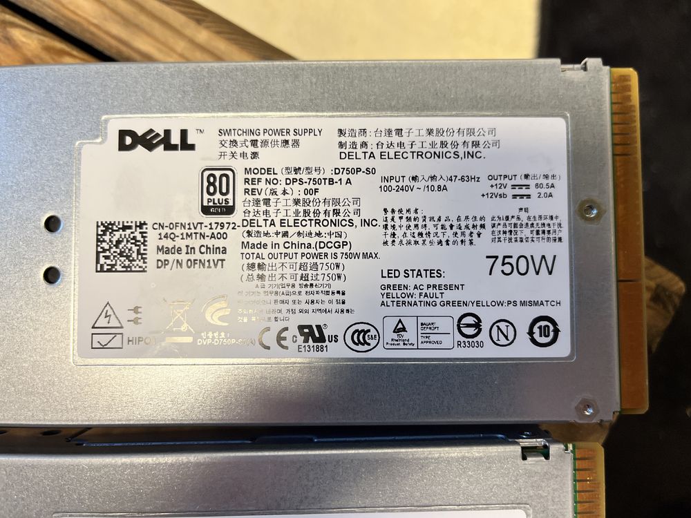 Zasilacz Dell 750W do serwera