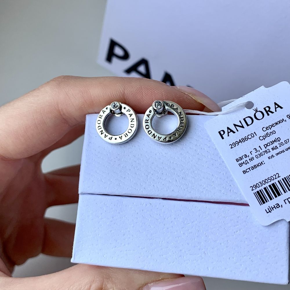 Сережки Pandora Пандора/ Серьги Pandora оригінал/ нові срібло гвоздики