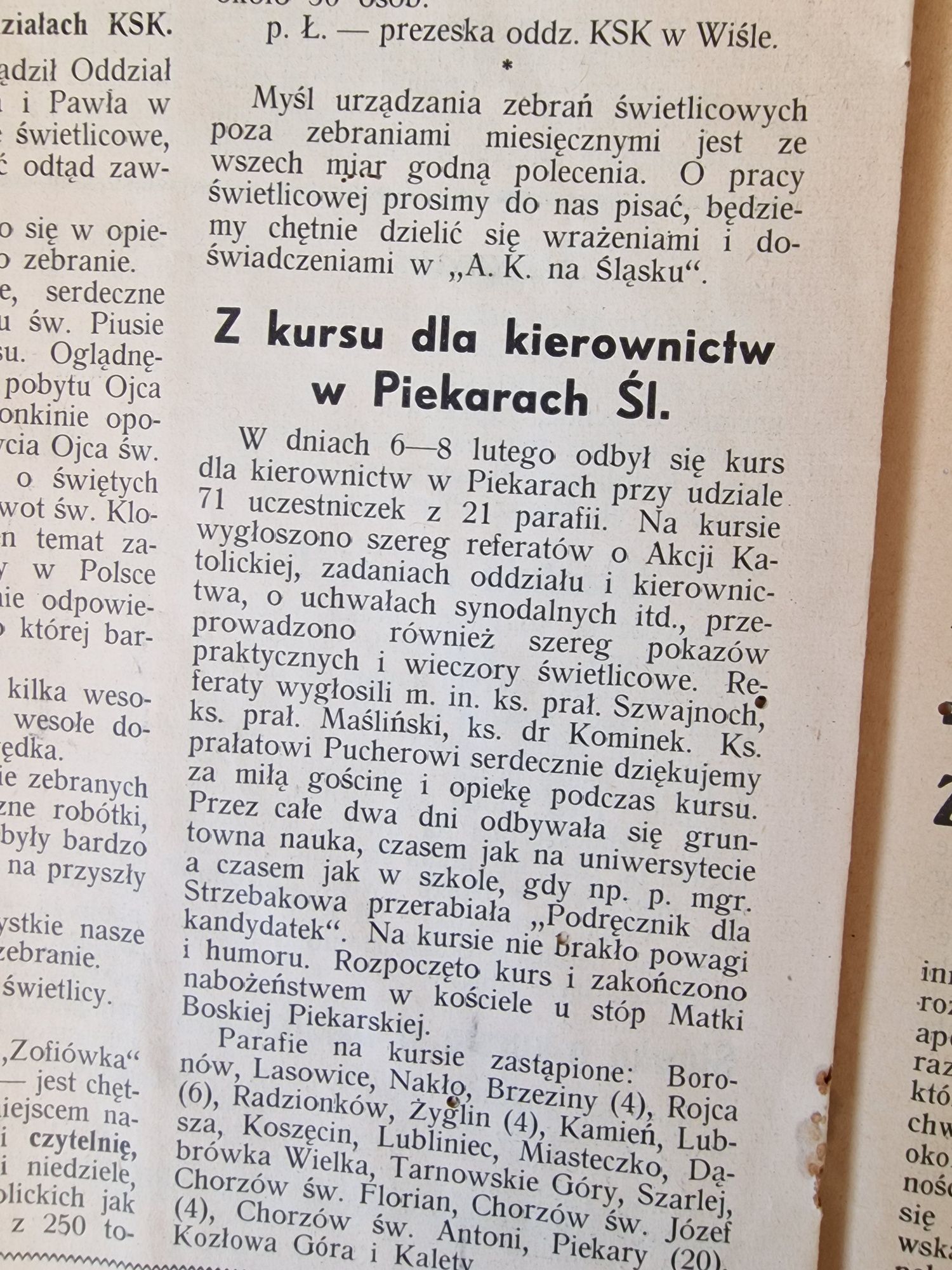 Akcja katolicka na śląsku czasopismo z 1939 antykwariat kolekcja antyk