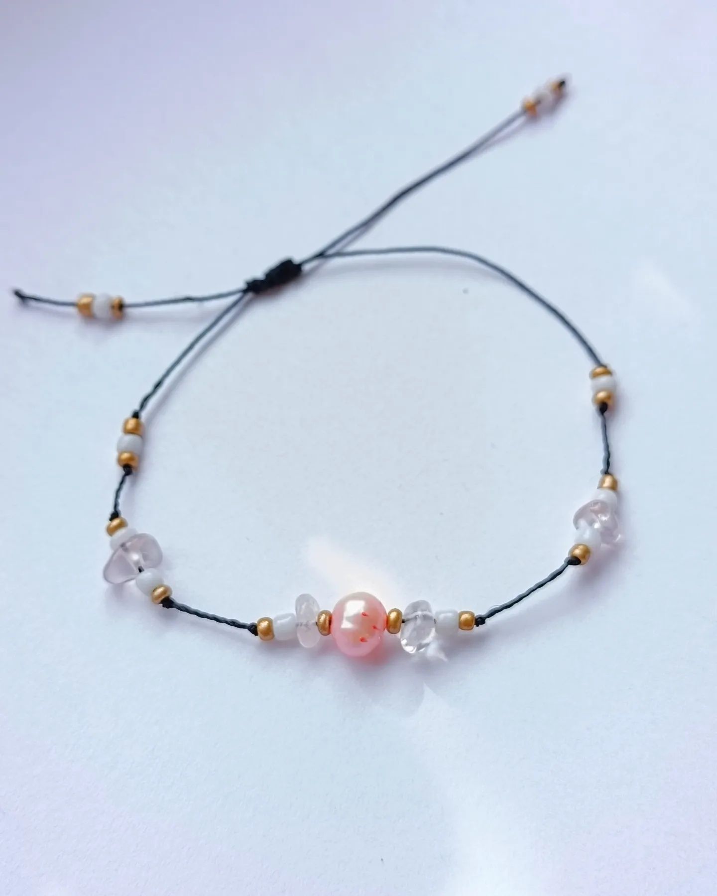 Bransoletka handmade z kamieniem szlachetnym i perła