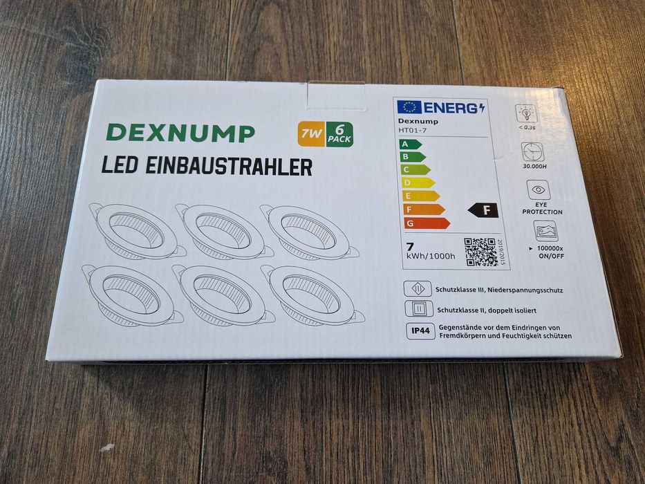 Dexnump zestaw 6 reflektorów LED 7W IP44 do łazienki i kuchni