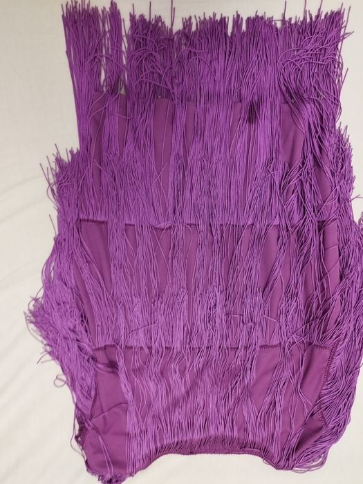 Bluzka z frędzlami ozdobna fioletowa