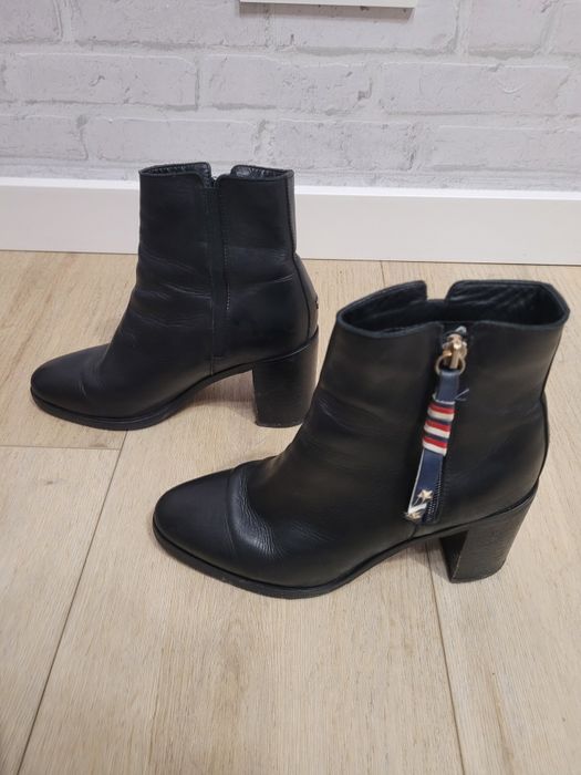 Botki tommy hilfiger 37 czarne skórzane
