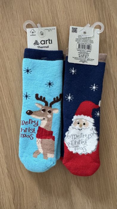 Шкарпетки махрові новорічні, 1-2 роки, 24-26 розмір