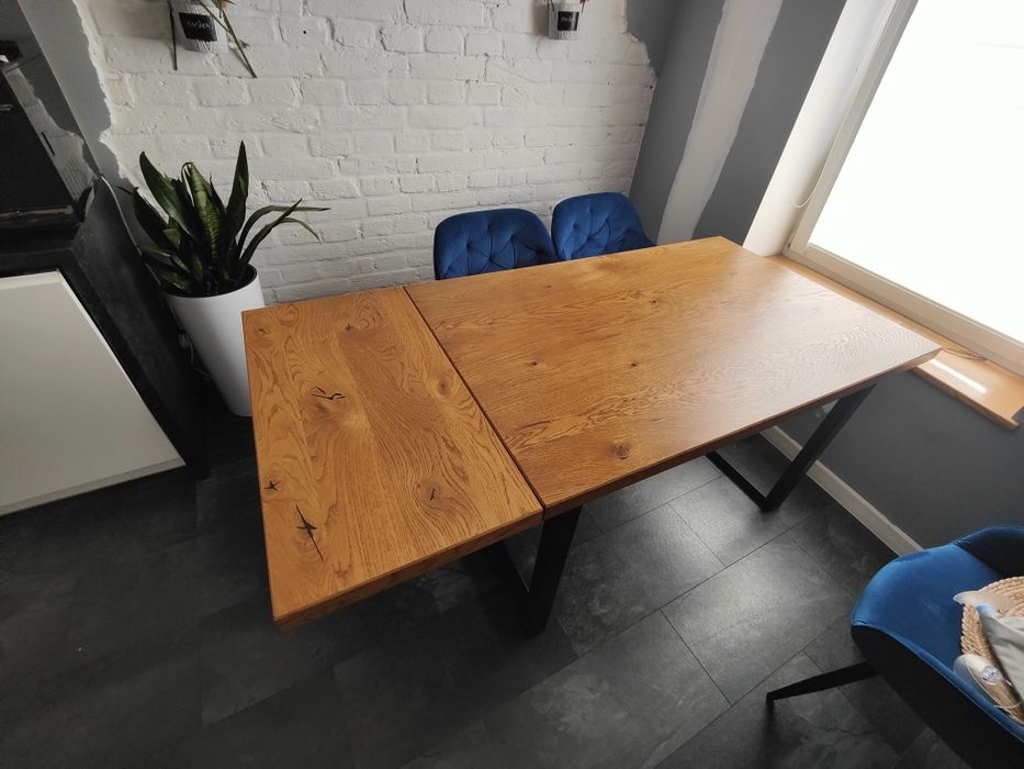 Stół rozkładany loft jasny dąb 126-206 cm wysokość 76 cm