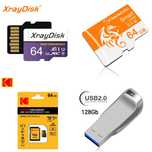 Карти Пам'яті microSD 64GB 10Клас Kodak, XrayDisk/USB Флешкі 128GB KRY