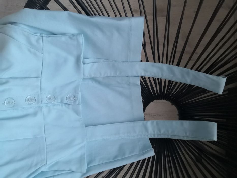 Блакитна спідниця сарафан плаття з бретелями сукня голубое платье