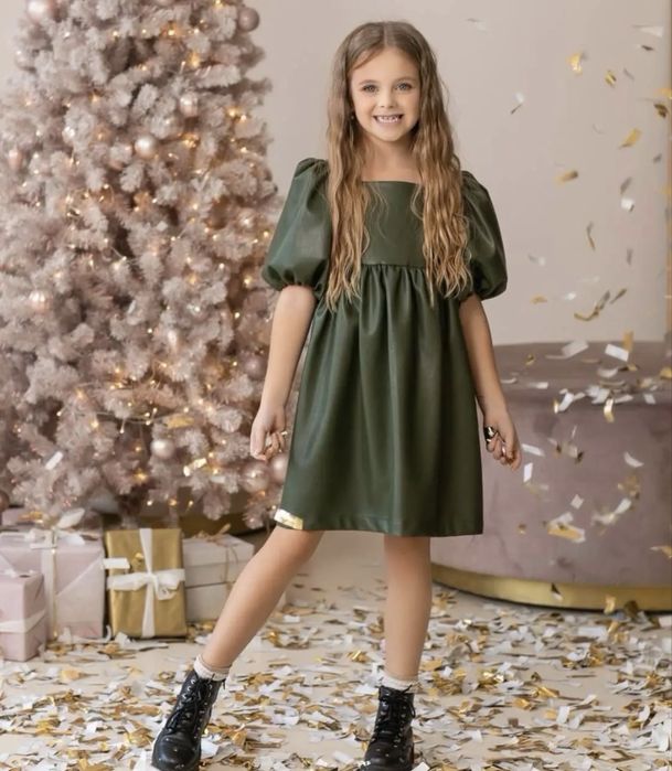 Сукня для дівчинки святкова з еко шкіри в стилі Zara