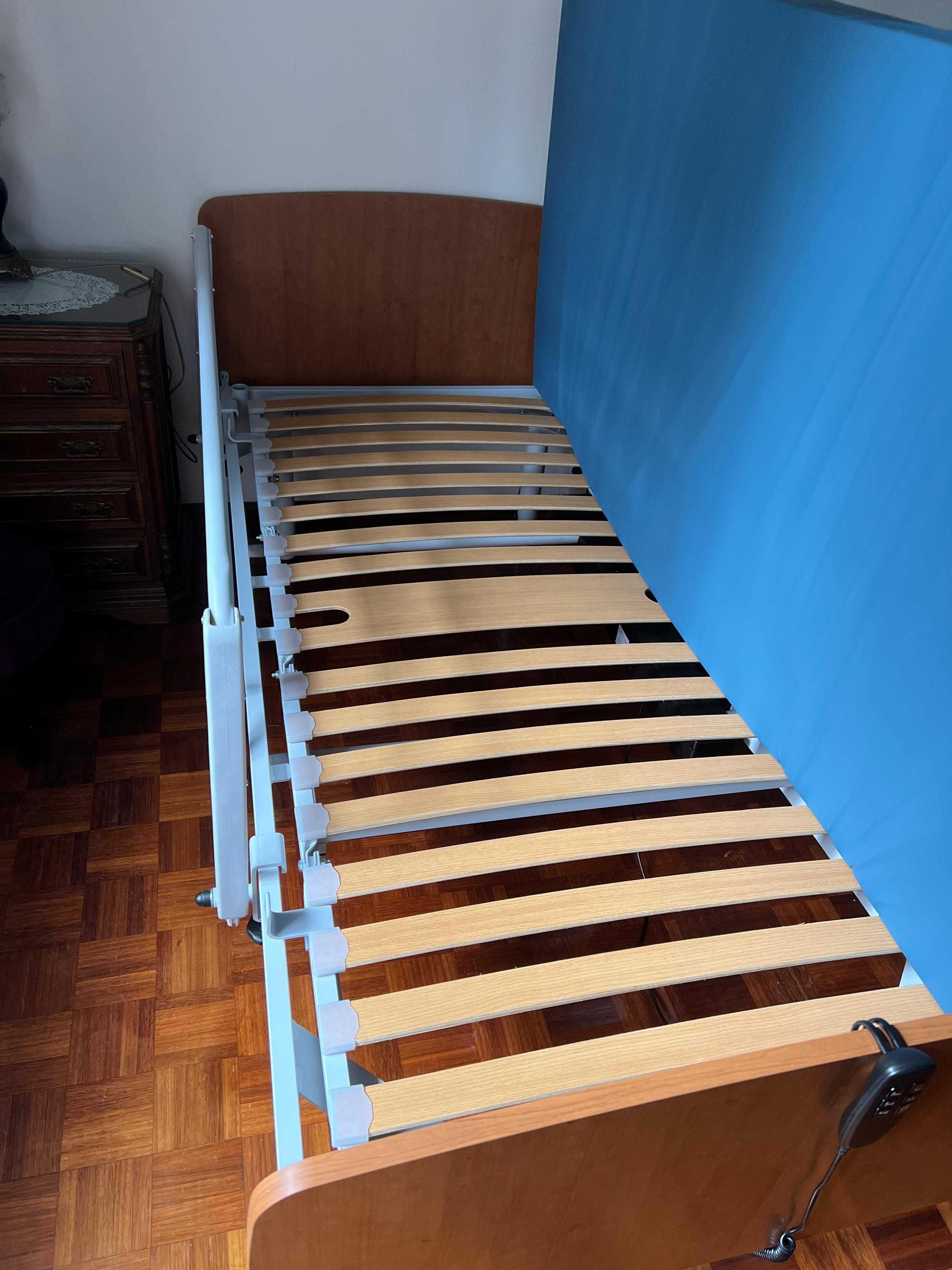Cama articulada eléctrica c/ grade Colchão visco-elástico anti escaras