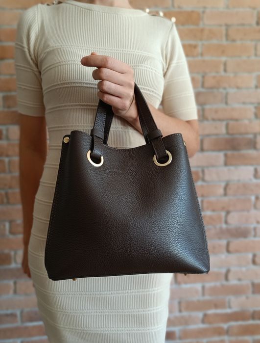 Torebka włoska Vera Pelle skóra naturalna czekoladowa