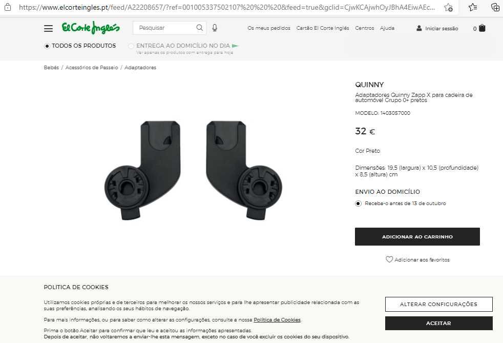 adaptadores quinny Zapp flex , plus e xpress para Babycoque