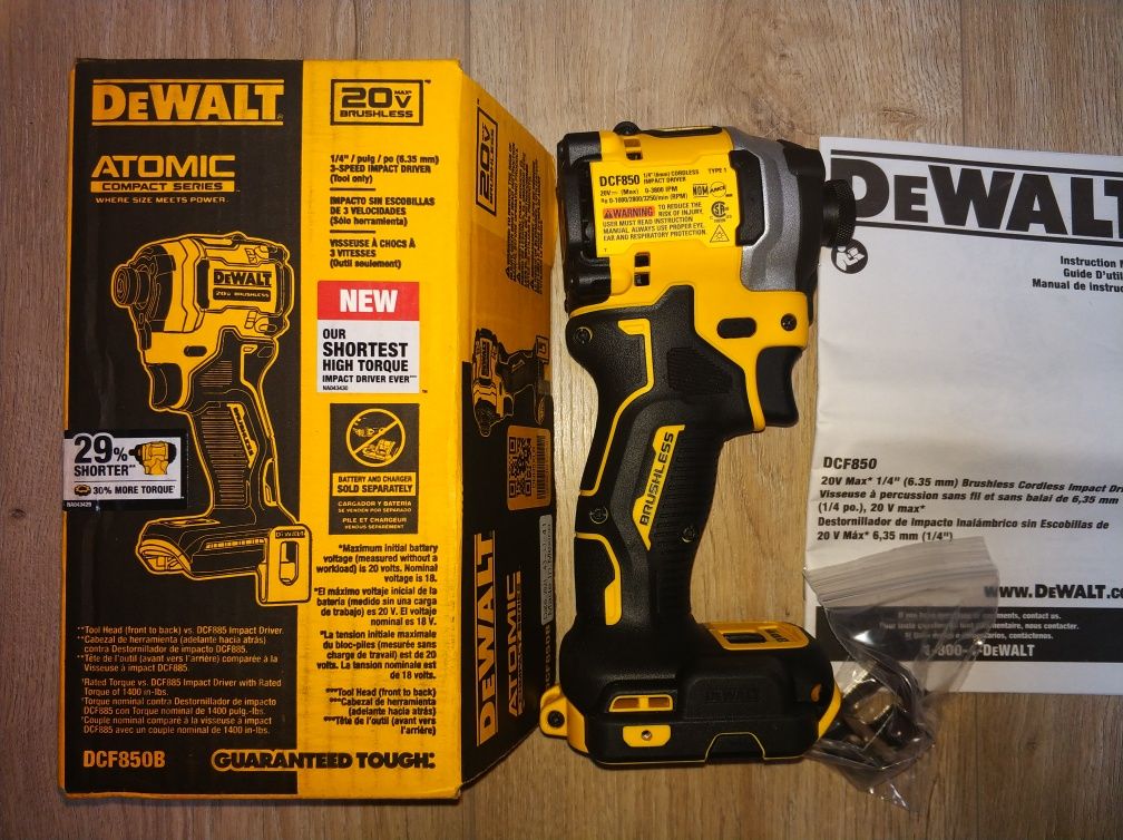 Шуруповерт аккумуляторный ударный бесщеточный DeWALT DCF850 Atomic 20V