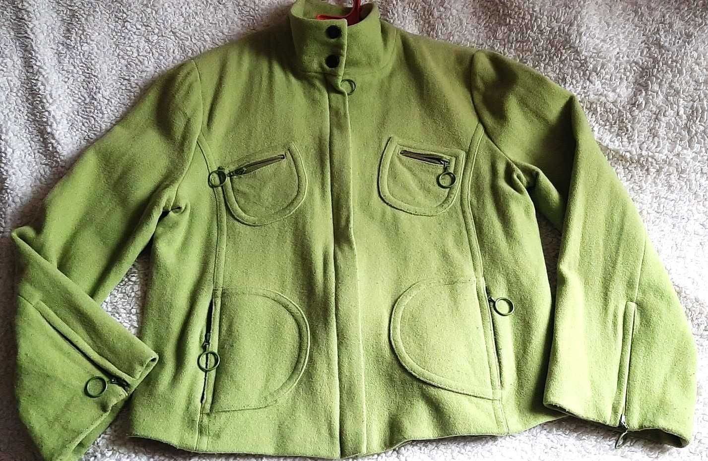 DAMO krótki  płaszcz wełna kaszmir _ intensywna zieleń XL