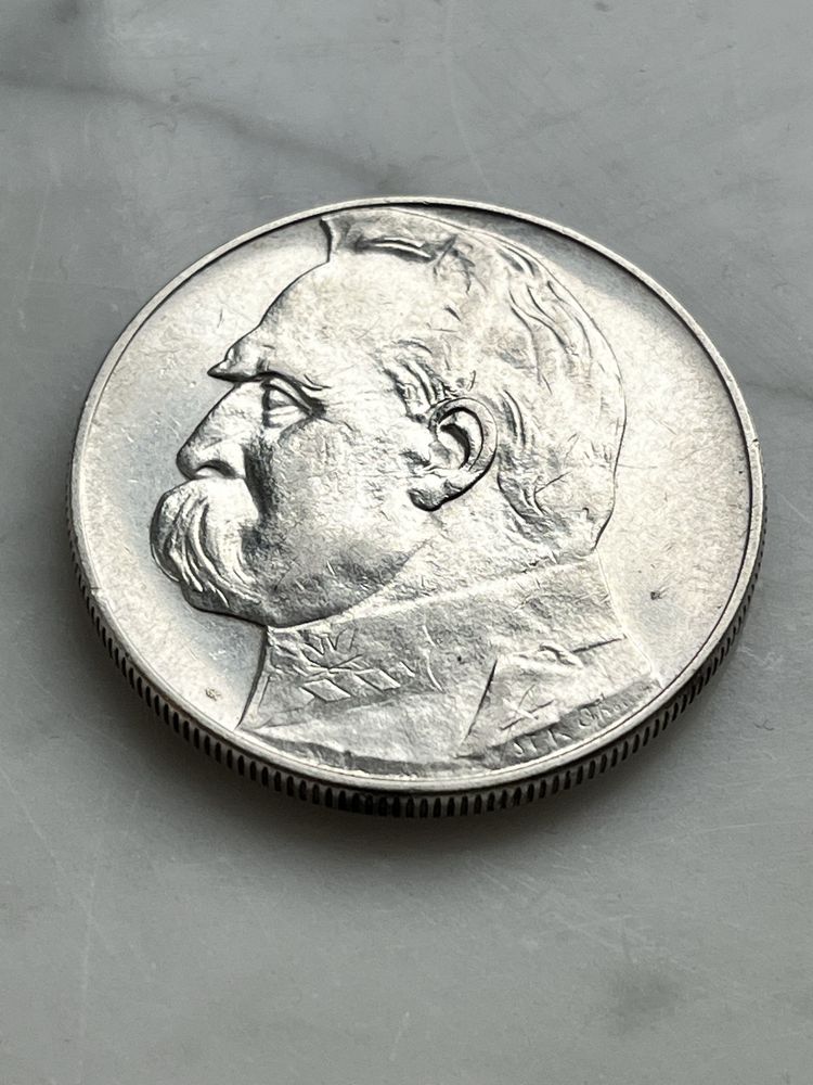 10zł 1935r, Piłsudski. Bardzo dobrze zachowana srebrna moneta RP