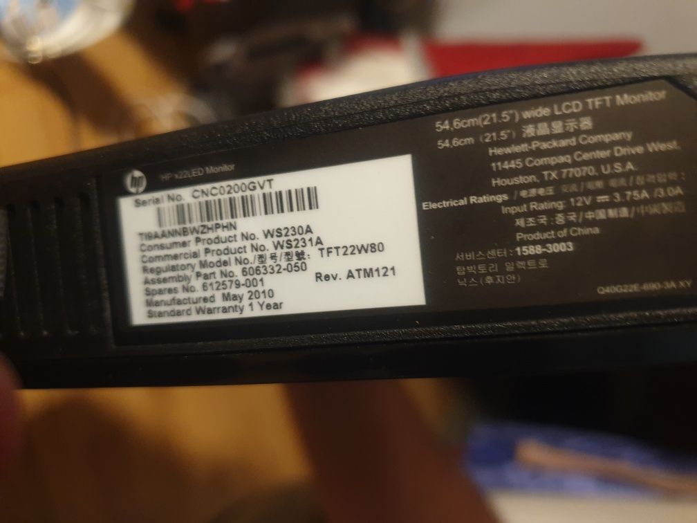 Monitor HP X22 LED TFT22W80