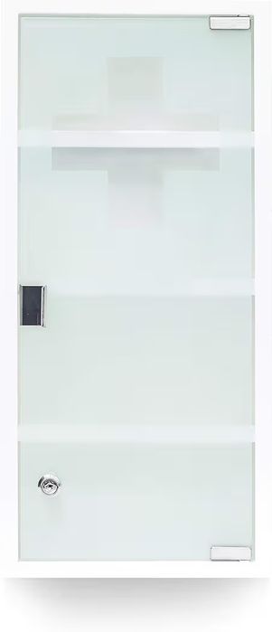 Szafka na leki z metalu i szkła, szafka apteczna do łazienki,