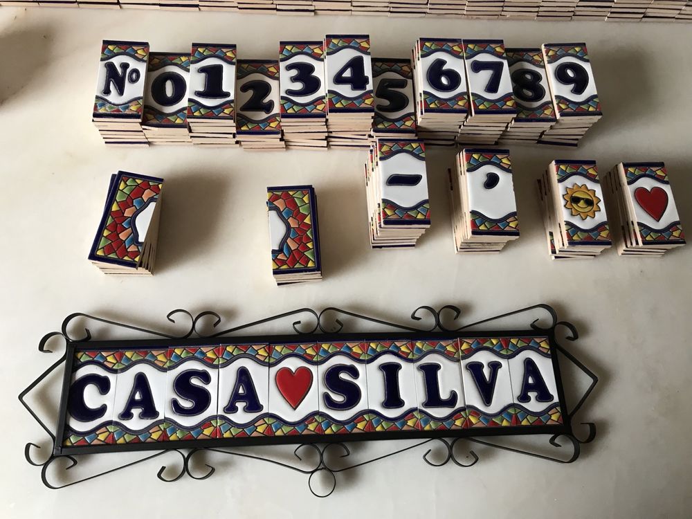 Letras e números em mosaico Gaudi e suportes- NOVO