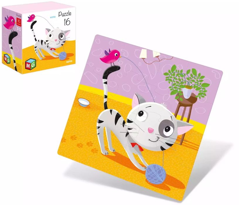Puzzle 16 elementów. Kotek. Multigra
