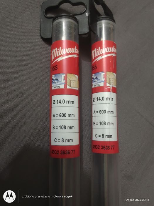 Wiertła Milwaukee 14mm, długość 600mm