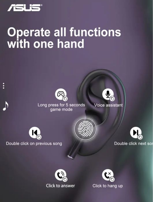Słuchawki Bezprzewodowe Asus Bluetooth 5.3 Czarne