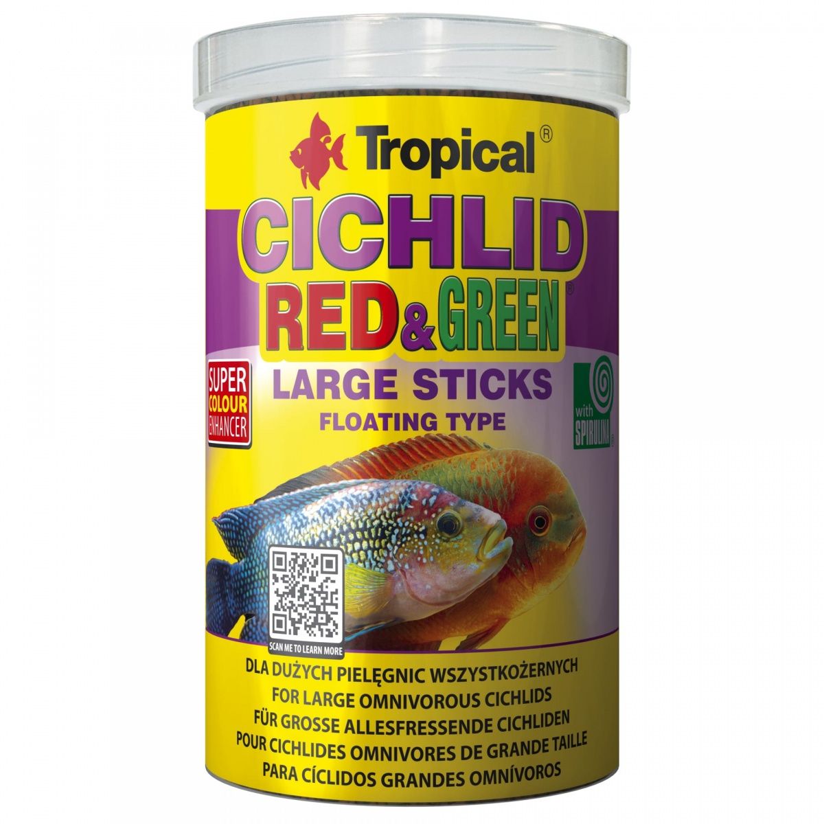 Tropical Cichlid Red and Green Large Sticks 500ml/150g dla pielęgnic