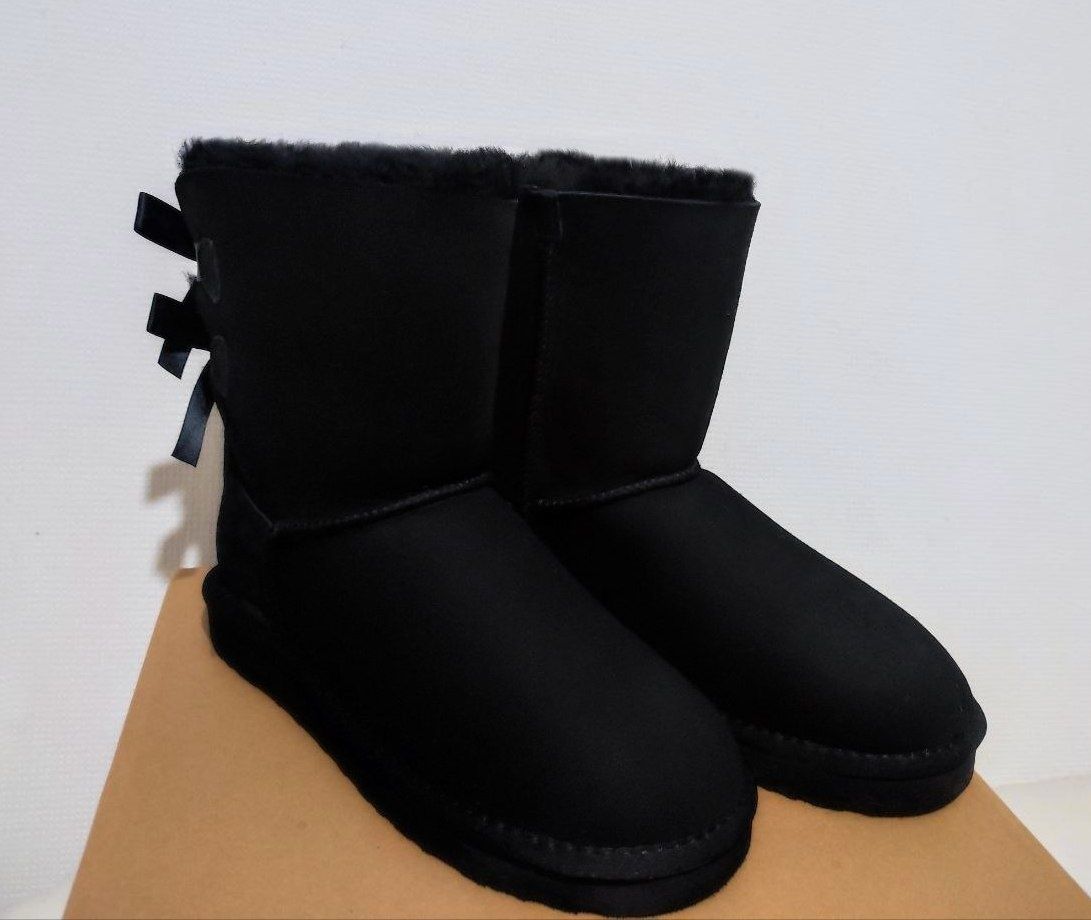 Женские угги с бантиками UGG Short Bailey Bow II Black / Жіночі уги