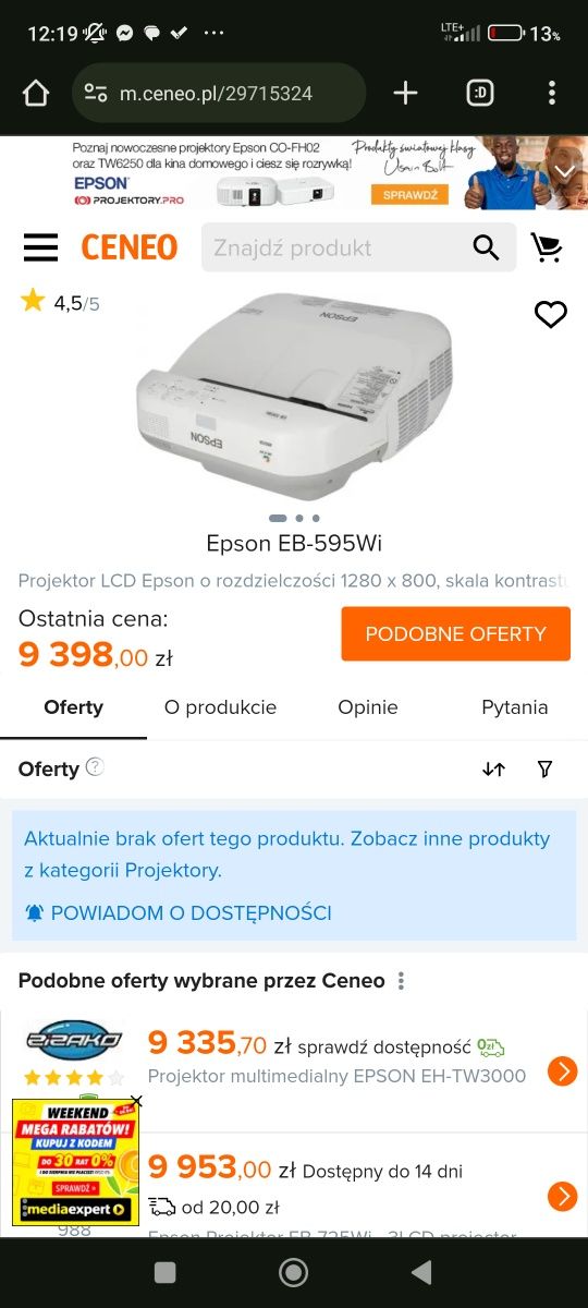 Projektor EPSON EB-595WI