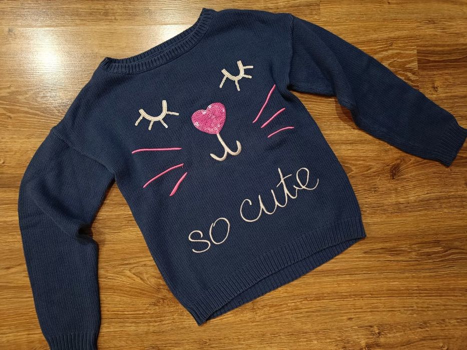 COOL CLUB bluza granatowa sweter sweterek granatowy bawełna 146/152