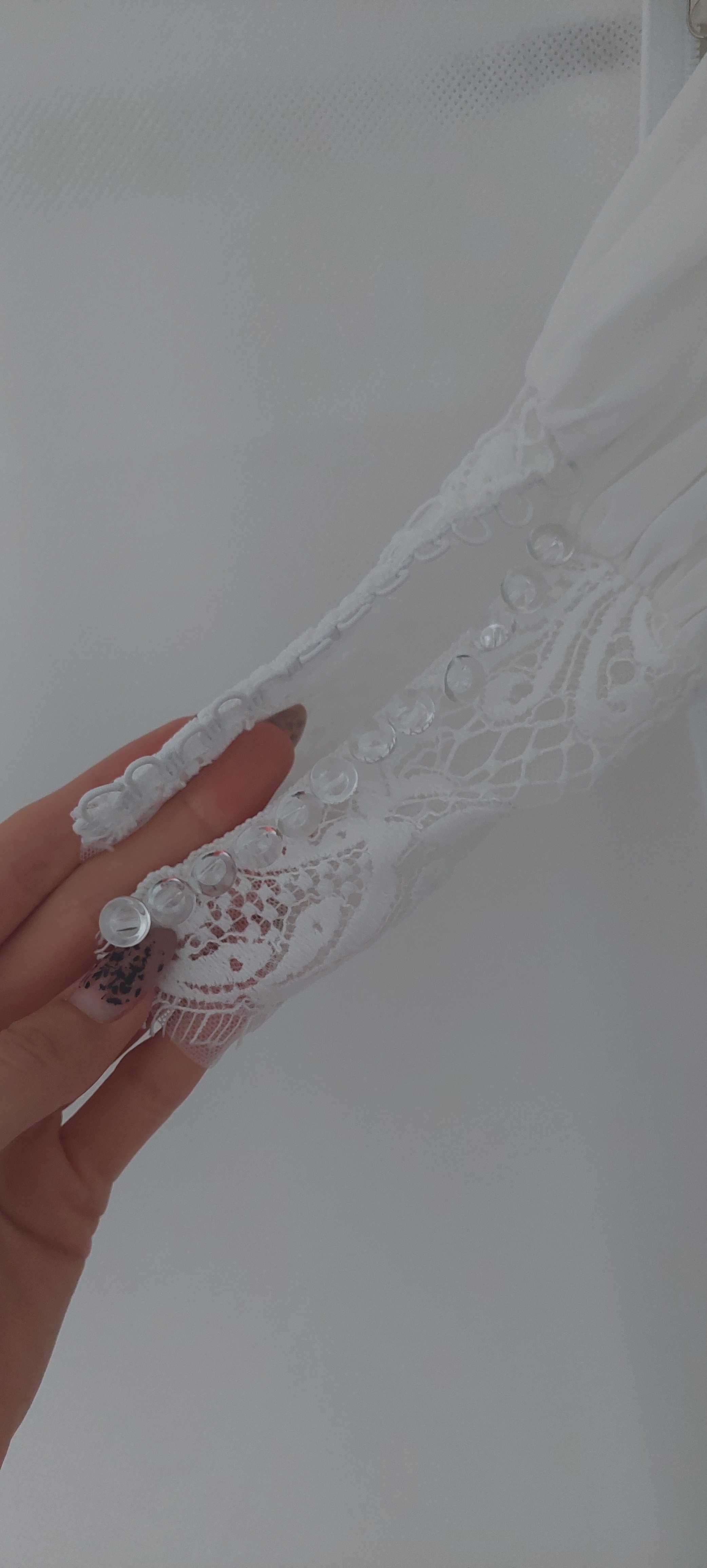 Suknia ślubna długi rękaw koronka rozmiar 36