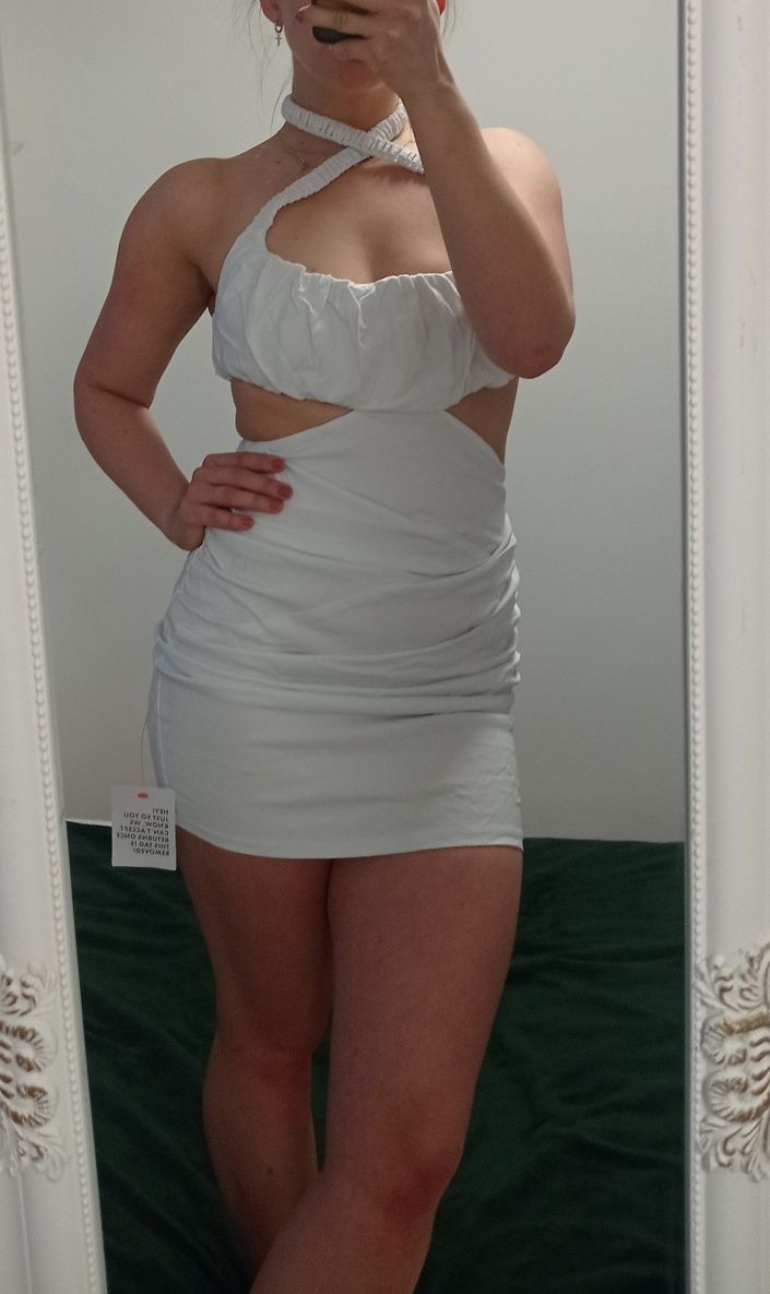 Sukienka biała bandarzowa S sexy