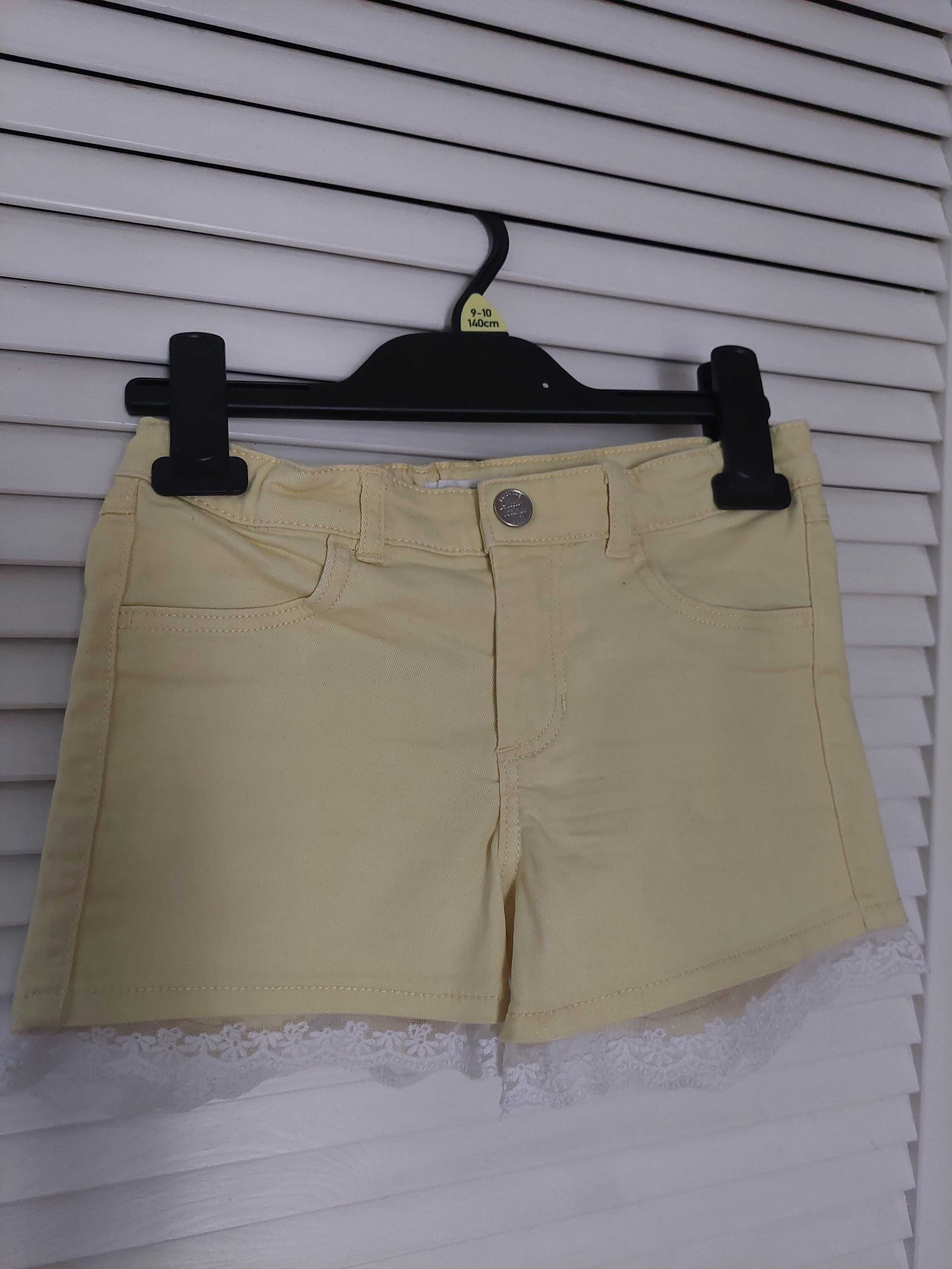 H&M spodenki bawełna żółte szorty r.134