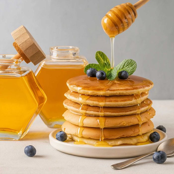 Szklany Słoik na Miód z Pałeczką i Zakrętką Bambusową 100ML