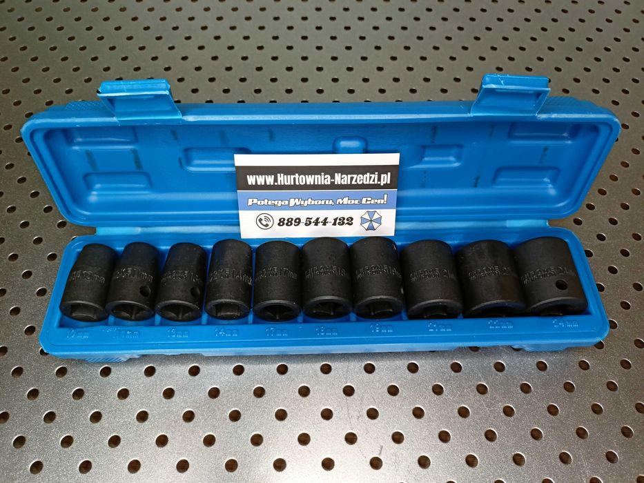 Nasadki udarowe 6-kątne krótkie 1/2" 10-24mm 10-el. JOBIextra X2017