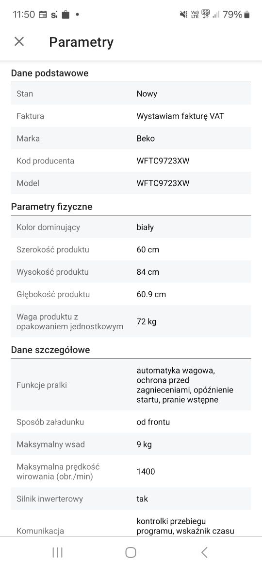 Pralka beko 9 kg jeszcze na gwarancji jak nowa
