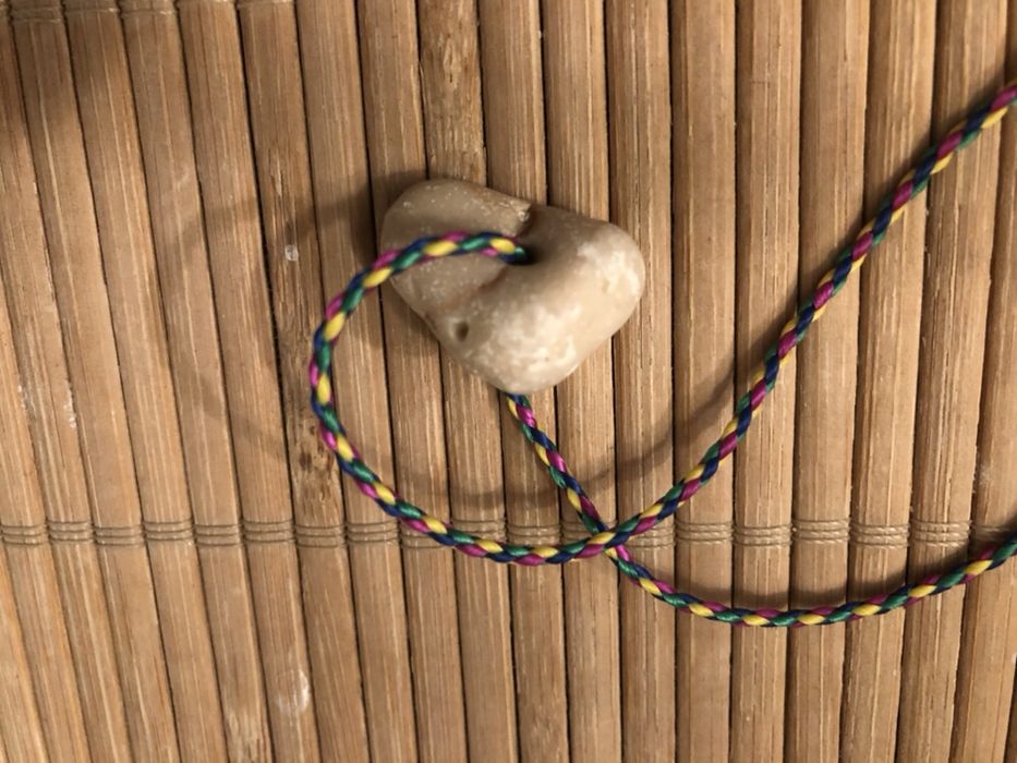 OOAK Bransoletka Naturalny kamyk i pleciony sznureczek