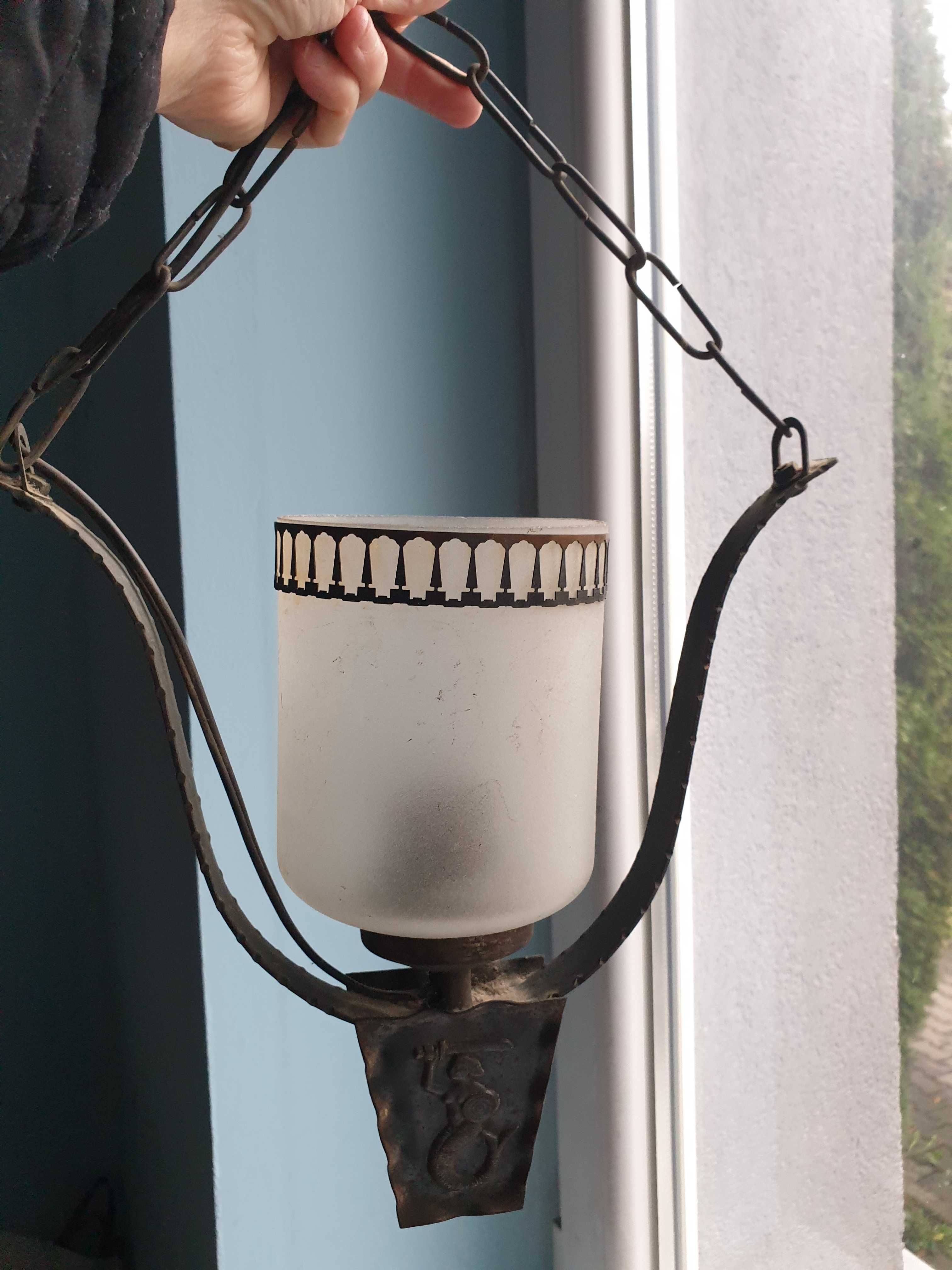 lampa z syrenką szkło i metal lata 60.