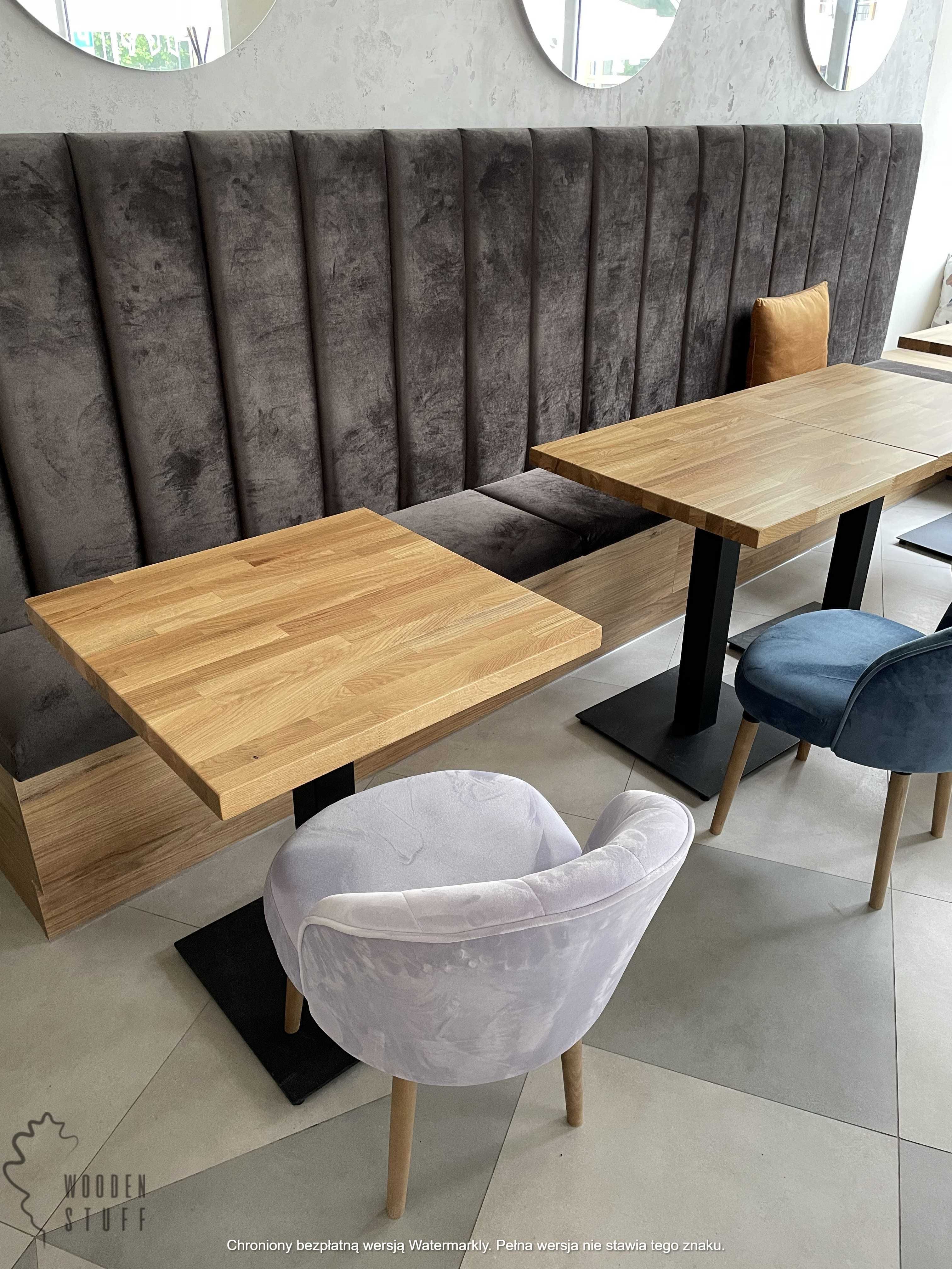 Bukowy stół na jednej nodze 80x80 metal postument do restauracji loft