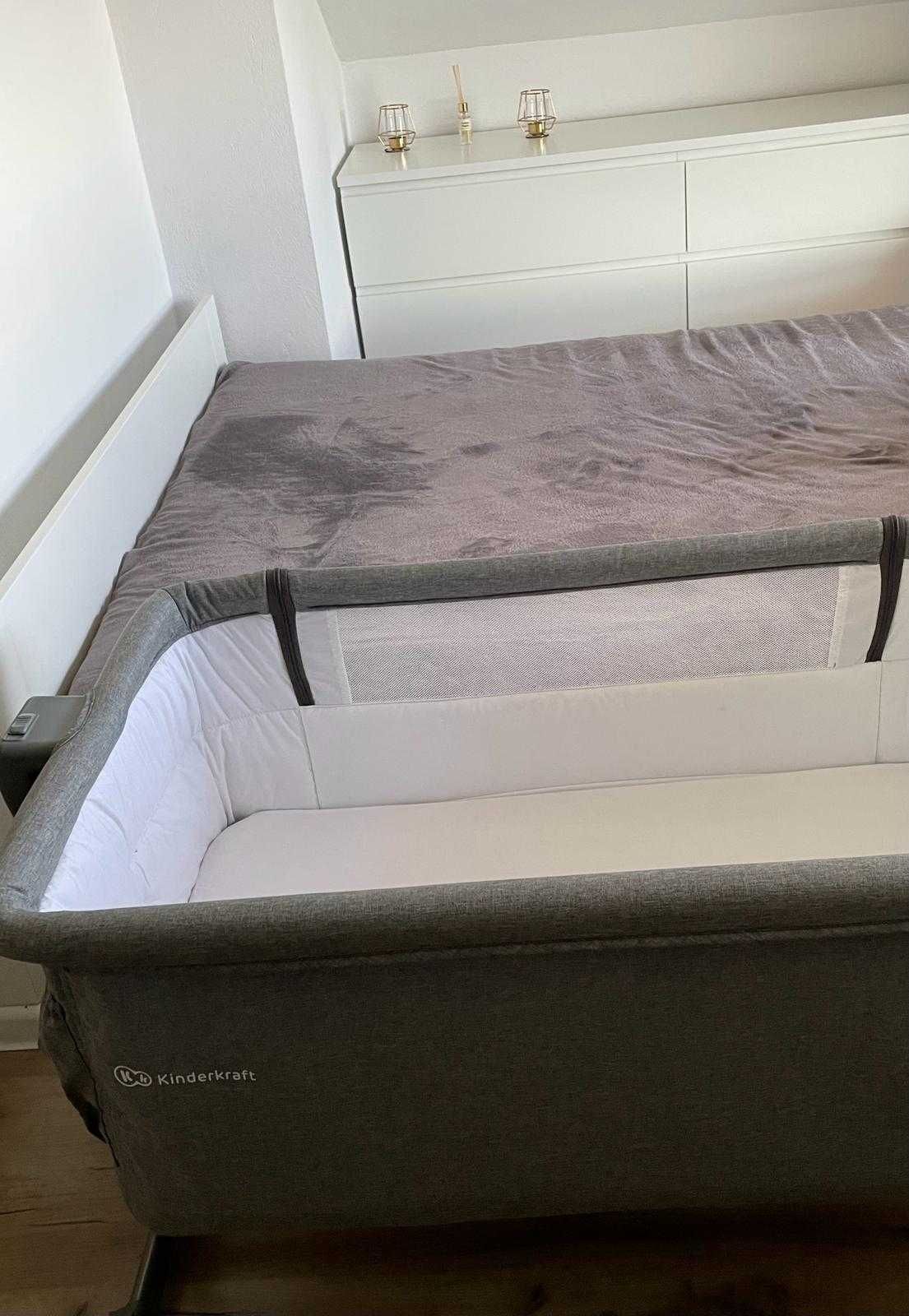 Dostawka do łóżka Kinderkraft Neste Up łóżeczko dostawne grey melange
