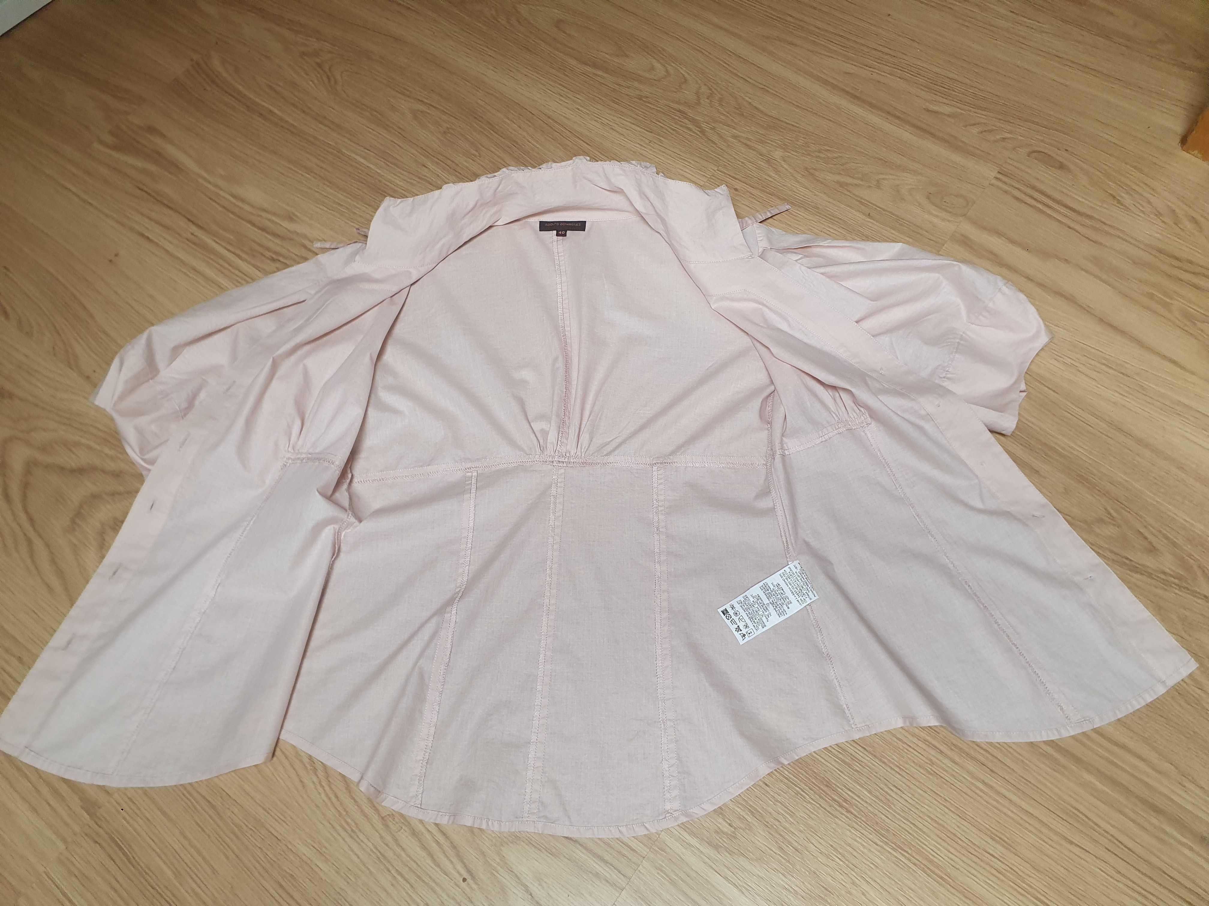 Excelente camisa creme/rosa claro, manga curta abalonada, 40, Adolfo D