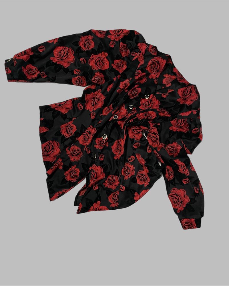 Bluzka damska koszulowa koszula Vintage retro 80s kwiaty XL 42