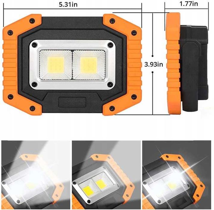 Halogen Reflektor AKUMULATOROWY LAMPA 30W LED 2 szt Budowlane