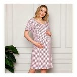 Śliczna koszula nocna ciążowa różowa w ciemne serduszka 2XL