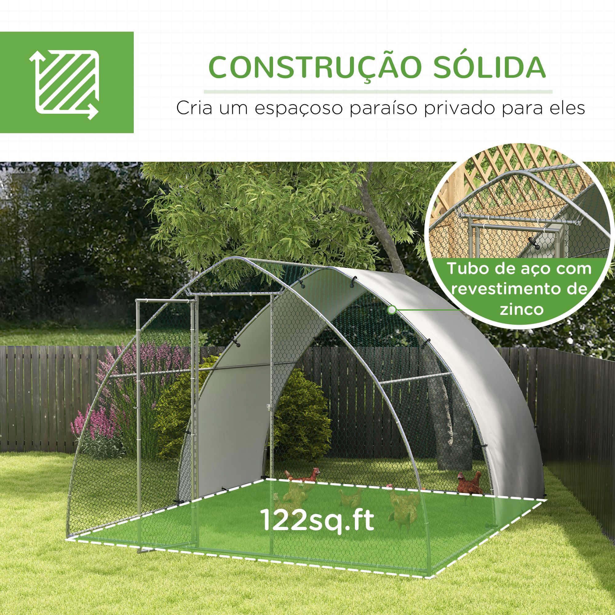 Galinheiro para Exterior 304x375x220