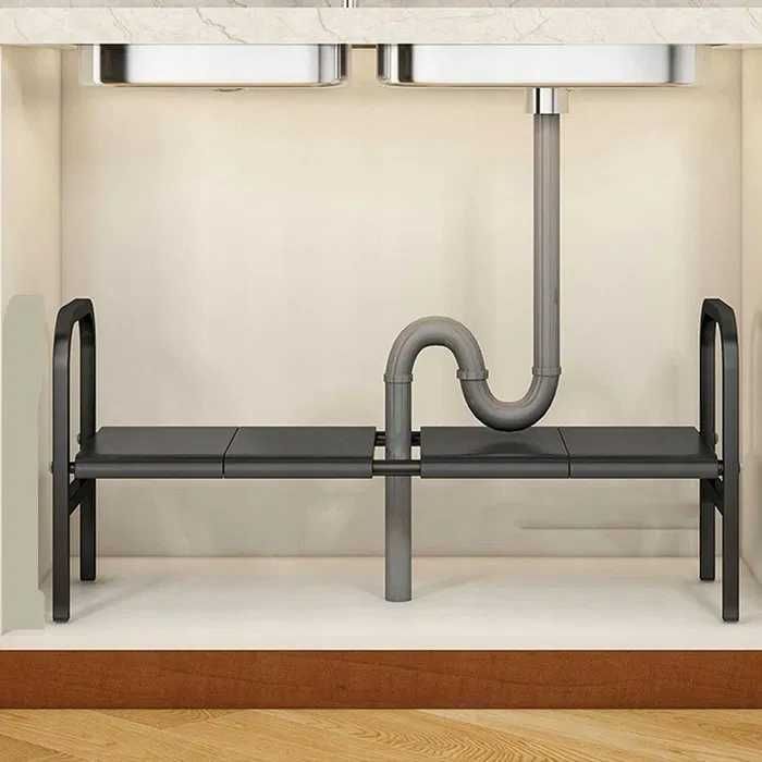 Organizer Regulowana Półka Regał Pod Zlewozmywak 1 Poziom Czarny