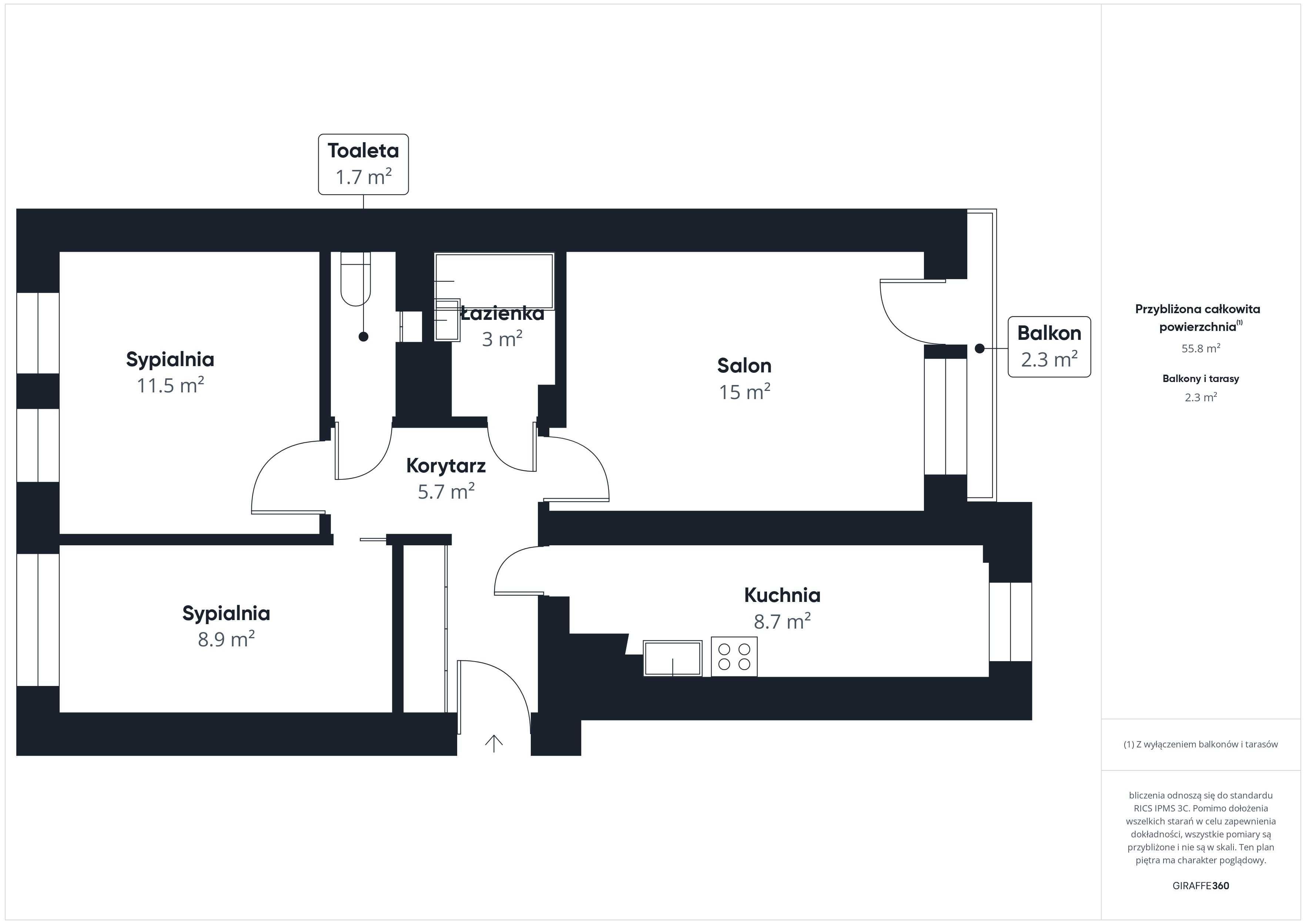 Mieszkanie 3 pokojowe + balkon