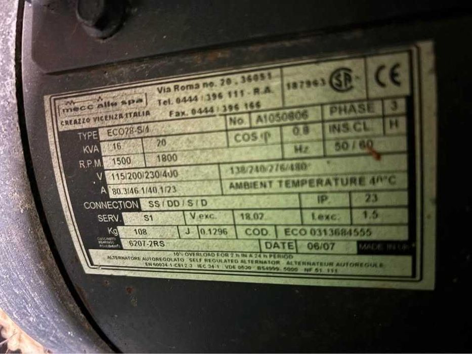 Grupo Gerador Lombardini Diesel 16kVA