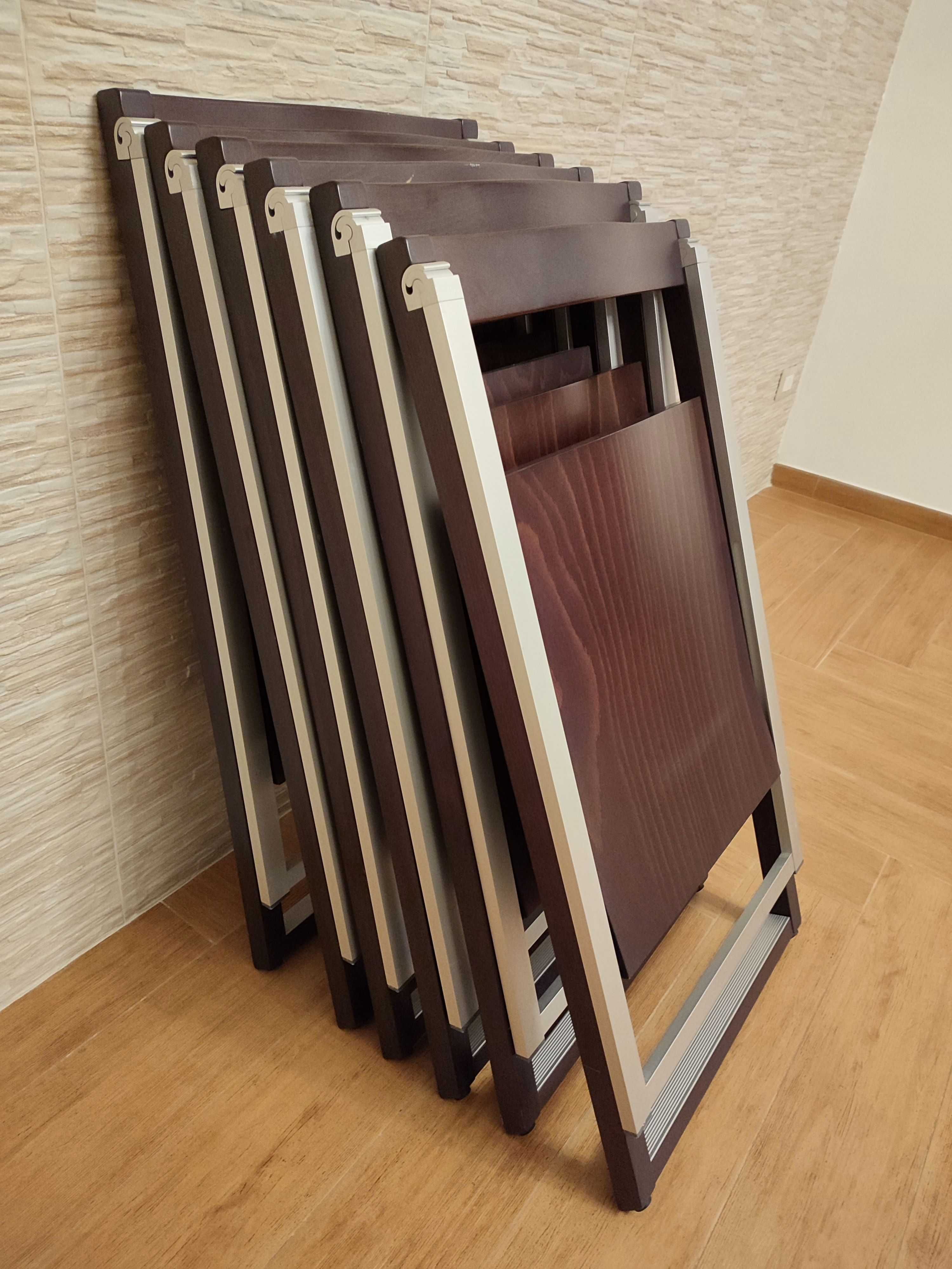 6 włoskich krzeseł Calligaris Skip Cs207 - Aluminium i drewno używane