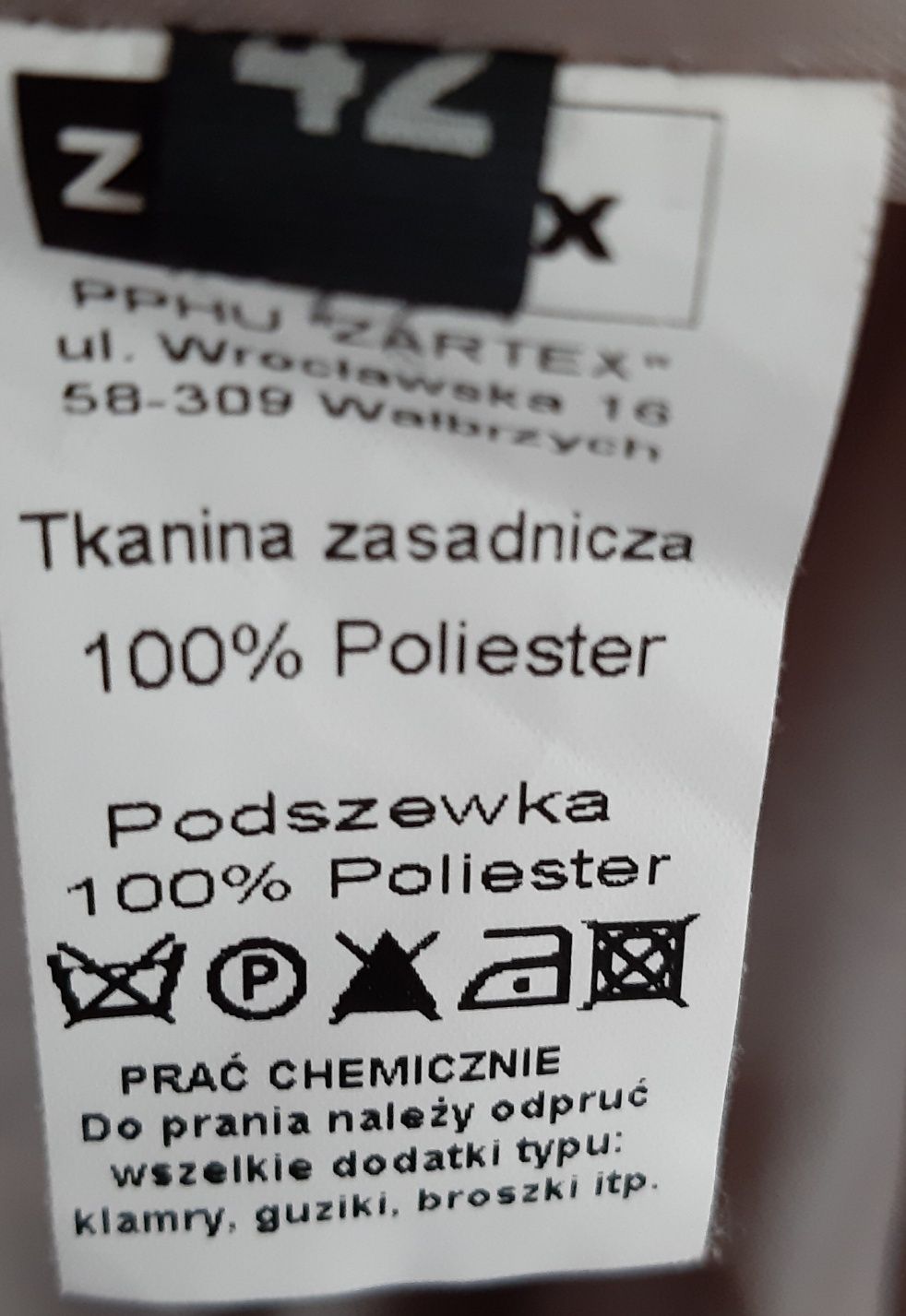 Płaszcz jasny polskiej firmy Zartex, rozm. 40/42