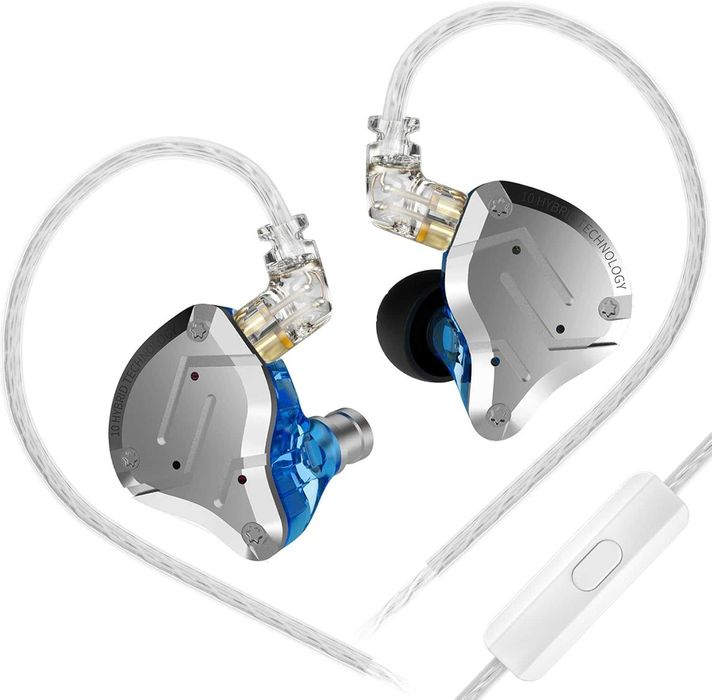 Słuchawki dokanałowe KZ ZS10 PRO mikrofon srebrne IEM 4BA+1DD KABEL